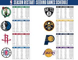 Nba standings 2019/20 , nba schedule 2020 ; Nba Season Restart 2020 Schedule For 8 Game Seeding Round For Every Team Rsn