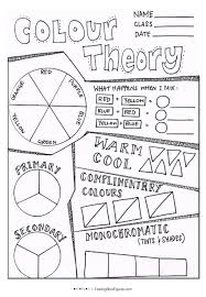 Color theory worksheet use color pencils to complete the following exercises name: Intro To Colour Theory Sheet Feedingstickfigures Color Theory Lessons Op Art Lessons Art Lessons Elementary
