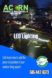 Enhance Your Outdoor Gardens With Led Landscape Lighting Installed By Acorn Ponds Waterf Pond Waterfall Water Feature Lighting Led Outdoor Landscape Lighting