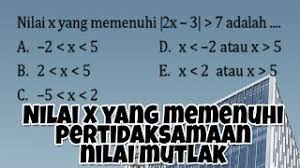 Check spelling or type a new query. Nilai X Yang Memenuhi Pertidaksamaan Nilai Mutlak Youtube