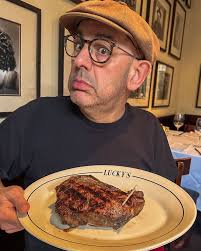 Great friends @tlsimpson @producergirl and great food at @luckysmontecito.  There's also some #SimonStares action.