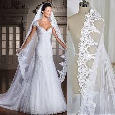 White Ivory 3m Cathedral Length Lace Edge Bridal Head Veil Without Comb Long Wedding Veil Accessories Velos Lace Bride Wedding Veils Lace Wedding Bridal Veils