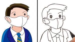 Termudah Menggambar Orang Memakai Masker Untuk Pemula Youtube