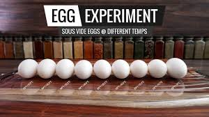 sous vide egg experiment opening several eggs at different temps