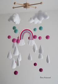 Baby Mobile Filzmobile Regenbogennurseryregentropfen Baby Mobile Baby Basteln Mobile Basteln