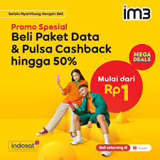 Indosat IM3 - ⏰ HANYA HARI INI! Promo Mega Deals IM3 di Shopee 💥 Nikmati penawaran harga spesial mulai dari Rp1 serta cashback hingga 50% tiap beli Paket Data & Pulsa IM3!
