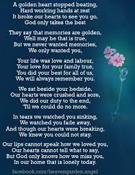 Memorial Poems A Golden Heart Stopped Beating Heavens Garden Heaven Poems Funeral Poems Memorial Poems