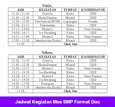 Maybe you would like to learn more about one of these? Jadwal Kegiatan Mos Smp Format Doc Mos Masa Orientasi Siswa