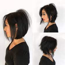 Modern Soft A Line Bob With Undone Texture And Black Coloring The Latest Hairstyles For Men And Women 2020 Hairstyleology Short Hair Styles Bobs Haircuts Chic Short Hair