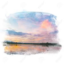 This is a demonstration for beginners and advance artists. Lake With Beautiful Sky With Cloud And Mountain On Background Stock Photo Picture And Royalty Free Image Image 92193256