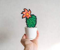 Pixel Plant In A Pot Potted Plant Cacti Succulent Perler Hama Etsy In 2020 Perler Beads Designs Hama Beads Design Perler Bead Patterns