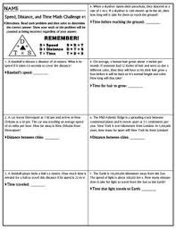 And all three of these questions can be answered using the distance formula listed above. Worksheet Speed Math Challenge Version 1 Sped Math Math Challenge Time Worksheets