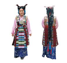 woman-colorful-tibetan-clothing-braids ...