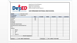 Simple And Editable Report Card For Deped Free Template Within Fake Report Card Template In 2020 Report Card Template School Report Card Template Free