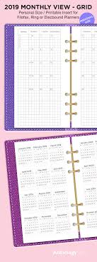 2021 Monthly View Grid Personal Filofax Printable Refill Etsy Discbound Planner Filofax Printables Personal Filofax