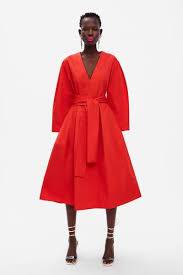 Belted Poplin Dress Poplin Dress Zara Red Dress Dresses