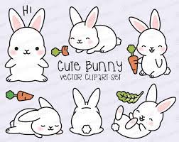 Easter bunny rabbit, cute easter s, food, easter egg png. Premium Vector Clipart Kawaii Bunny Cute Bunny Clipart Set Etsy