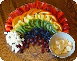 Fruit Rainbow With A Pot Of Gold For Thanksgiving Feast Food Fresh Fruit Recipes Rainbow Fruit Platters
