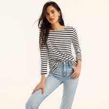 J Crew Striped Boatneck T Shirt For Women