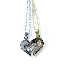 Quality jewelry made in the usa. Bg247 His Hers Matching Couple Necklaces Connecting Hearts Walmart Com Walmart Com