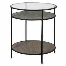 By mcguire furniture sets matching chairs just what you ordered or any home all weather outdoor wicker and rattan end side table with glass top planen frisch ber esstisch glas design white wicker coffee. Round Side Table With Rattan Shelf And Glass Top