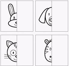 Coloring For Kids Complete Drawing The Halves To Make Funny Animals How To Draw Painting And Drawing Drawing For Kids Symmetry Activities Coloring For Kids