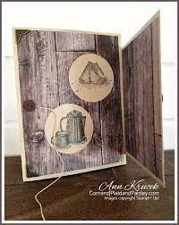 View the video to see. Kre8tors Blog Hop June Masculine Card Corner Of Plaid And Paisley Masculine Cards Camping Cards Cards