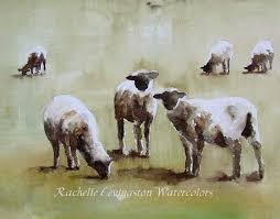 Vintage Inspired Sheep Grazing 5 X 7 Print Watercolor Sheep Paintings Sheep Art Sheep Prints