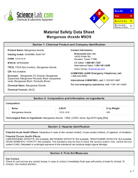 What is the sds number for lithium batteries? Msds For Manganese Dioxide