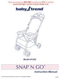 Baby Trend Snap N Go 1305 Instruction Manual Pdf Download Manualslib