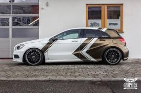 Mercedes Amg A Klasse Bond Gold Folierung Kw Gewindefahrwerk Tuning 4 190x127 Photo Plotagem De Carros Carros Adesivados Adesivos Para Carros