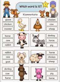 Staple Cards Farm Animals Anja Has Picked Up Material On The Subject Of Farm Animals Englisch Lernen Kinder Englisch Grundschule Englisch Fur Kinder