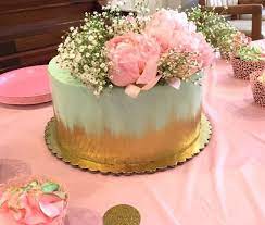 Pink Mint And Green Baby Shower Cake Pink Baby Shower Cake Mint Green Baby Shower Mint Baby Shower