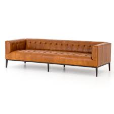 Marlin Modern Sycamore Tan Leather Tufted Low Back Sofa 96 In 2020 Low Back Sofa Leather Sofa Modern Leather Sofa