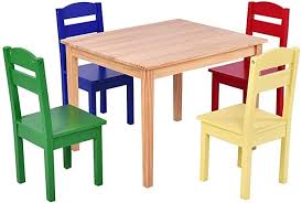 Costzon Kids Wooden Table And 4 Chair Set 5 Pieces Set Includes 4 Chairs And 1 Activity Table Toddler In 2020 Kids Wooden Table Wooden Table And Chairs Toddler Table