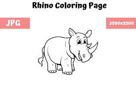 Rhinoceros coloring book for adults illustration. Coloring Book Page For Kids Rhino Graphic By Mybeautifulfiles Creative Fabrica