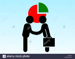 Black Silhouette Of Two Business Men Shaking Hands On A