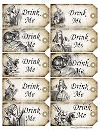 Drink Me Alice In Wonderland Printable Gift Hang Tag Whimsical Drink Me Cheshi Alice In Wonderland Tea Party Alice In Wonderland Party Mad Hatter Tea Party
