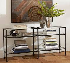 Tanner Long Console Table Bronze Finish Pottery Barn 65 Wide X 14 Deep X 30 5 High Long Console Console Table Living Room Table