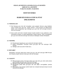 Kertas kerja hari keluarga dan sukaneka. Kertas Kerja Hari Keluarga