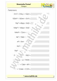 Binomische formel (a − b)·(a − b) = a ² − 2· a · b + b ². Binomische Formeln Ii Klasse 7 8 Mathiki De