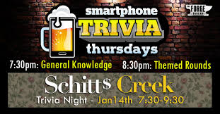 How to watch pop tv and cbc's schitt's creek, starring catherine o'hara and eugene levy. Thursday Trivia Schitt S Creek The Forge Tavern