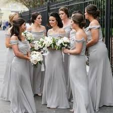 A Line Off The Shoulder Grey Chiffon Cheap Long Prom Dresses Bridesmaid Dresses Uk Pw262 Simple Bridesmaid Dresses Light Grey Bridesmaid Dresses