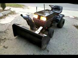 Husqvarna 967343901 two stage lawn tractor mounted snow thrower. Craftsman Lawn Tractor With Snowblower Attachment Running Youtube