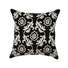 Kas Rugs Floral Scape Black White Polyester Standard Throw Pillow Pill11818sq The Home Depot Cotton Throw Pillow Decorative Pillows Decorative Pillows Couch
