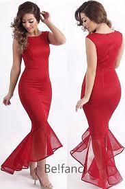 New Stunning Red Tulle Mesh Mermaid Peplum Fishtail Midi Dress Size 8 10 12 14 Sleeveless Long Dress Sleeveless Gown Party Dress Long