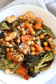 Sheet Pan Veggie Dinner With Broccoli Sweet Potato Tofu Chickpeas Miso Maple Dressing Vegan Richa Recipe Veggie Dinner Vegan Recipes Beginner Vegan Recipes Easy