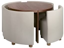 Click To Zoom Rotunda Dining Table With Chairs Walnut Space Saver Kitchen Table Space Saver Dining Table Dining Table Chairs