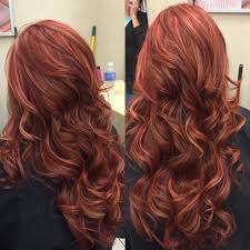 Red Base With Richer Red And Blonde Highlights Red Blonde Hair Hair Highlights Auburn Blonde Hair