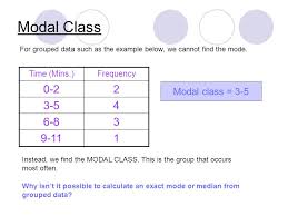 For example, given these data the formula you have presumably been given for the mode of grouped data does not necessarily give the actual mode. Mode Median And Range Aim To Find The Mode Median And Range And The Modal Class For Grouped Data Ppt Download